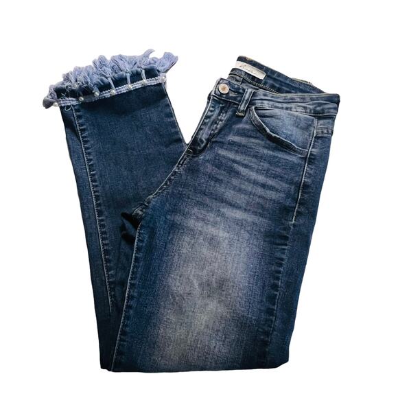 Kancan Tassel Hem Mid Rise Slim Straight Leg Jeans Size 26 - Picture 8 of 8